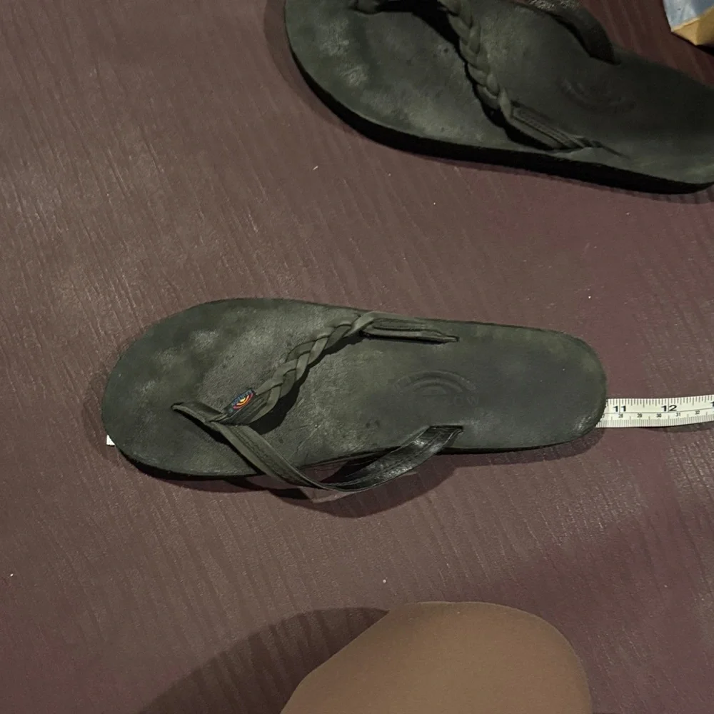 Rainbow Black Braided Leather Flip Flops - Picture 5 of 5